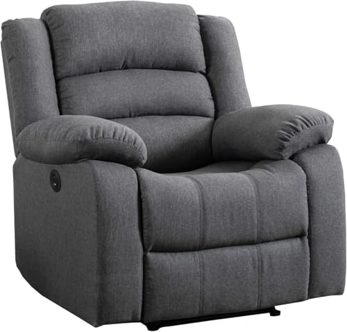 EBELLO oversized gray power recliner chair with soft overstuffed cushion